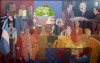 Foto del mural homenaje a la Democracia en el patio de la sede del HCD